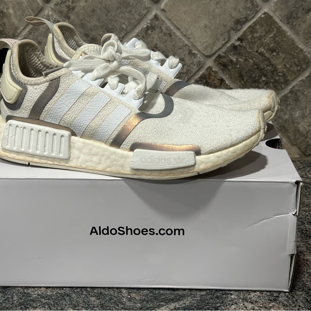 Adidas White and Gold Women's Sneakers